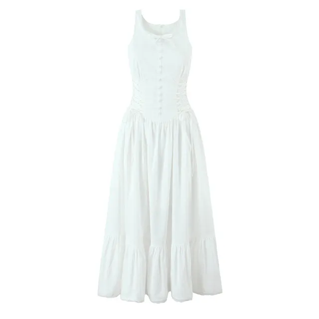 Bohemian Bow Mid length Dress White - Shop at LoveMi