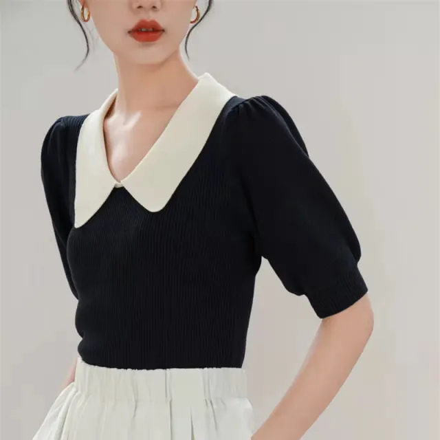 Fashion Puff Sleeve Knitwear Women's Top Black - Shop at LoveMi
