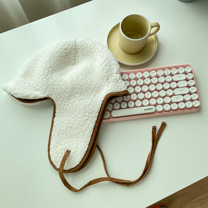 Lamb Wool Warm Ear Protection Cute Plush Bonnet - Image 4