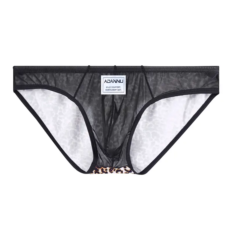 Transparent Sexy Leopard-print Mesh Mens Briefs