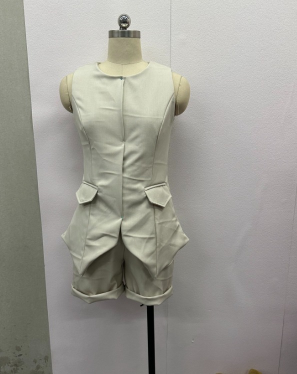 Summer New Women's Solid Color Slim Sleeveless Vest High Waist Shorts Two piece Set Apricot - Shop at LoveMi