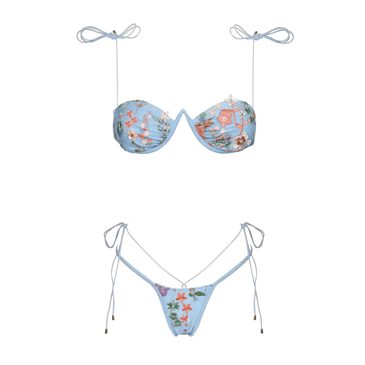 Women's Simple Embroidered Split Swimsuit