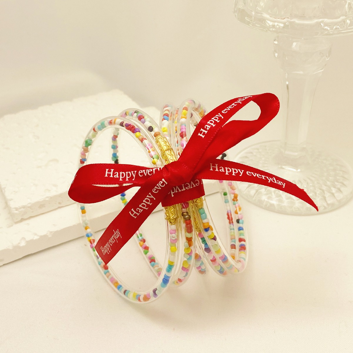 Candy Color PVC Rubber Pipe Sequin Bracelet For Girls
