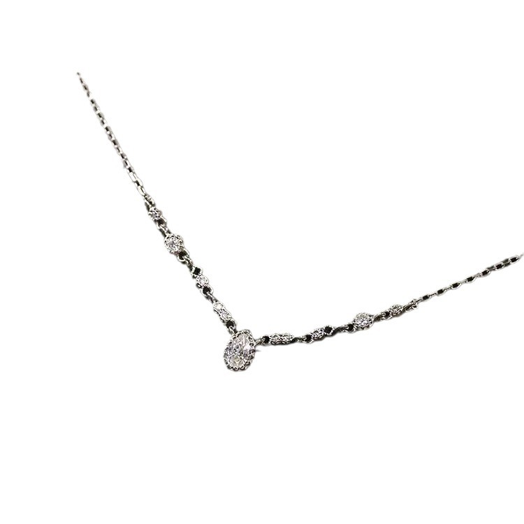 Retro Classic Sterling Silver Water Drop Stitching Necklace For Women