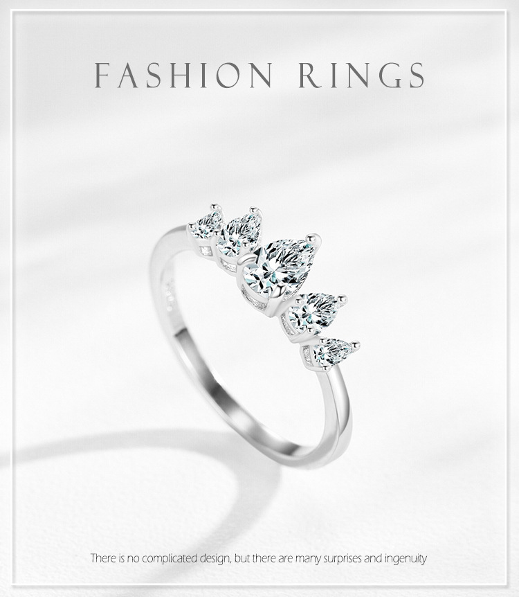 Women's S925 Sterling Silver Drop-shaped Ring