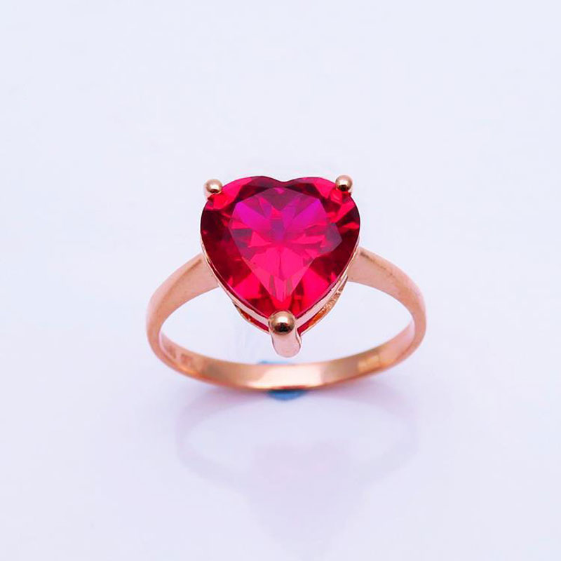 Title 2, 18K Color Gold Love Set Red Stone Ring