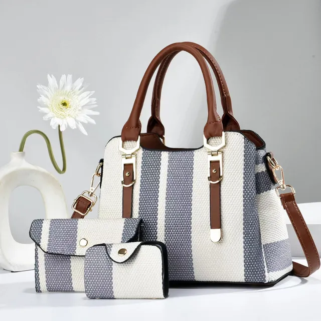 Crossbody Large Capacity New Son And Mother Canvas Contrast Color Handbags 02 Style 27X12X20 - Shop at LoveMi