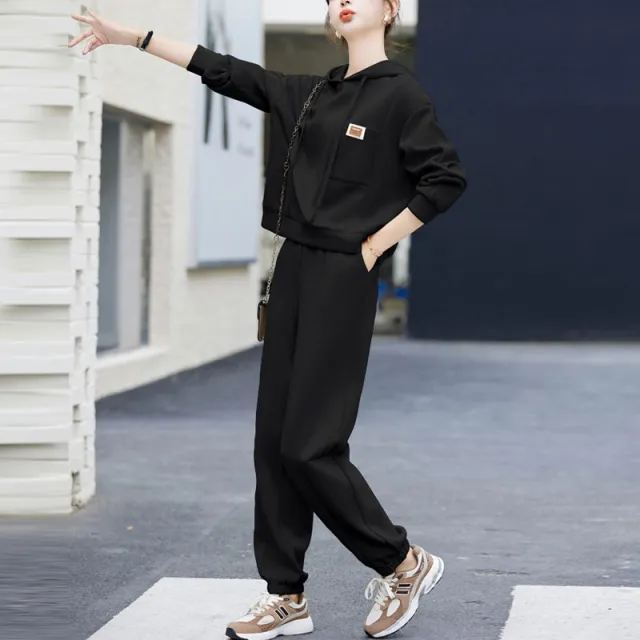 Early Autumn Wear A Set Of Internet Hot Casual Sports Suit Black - Shop at LoveMi