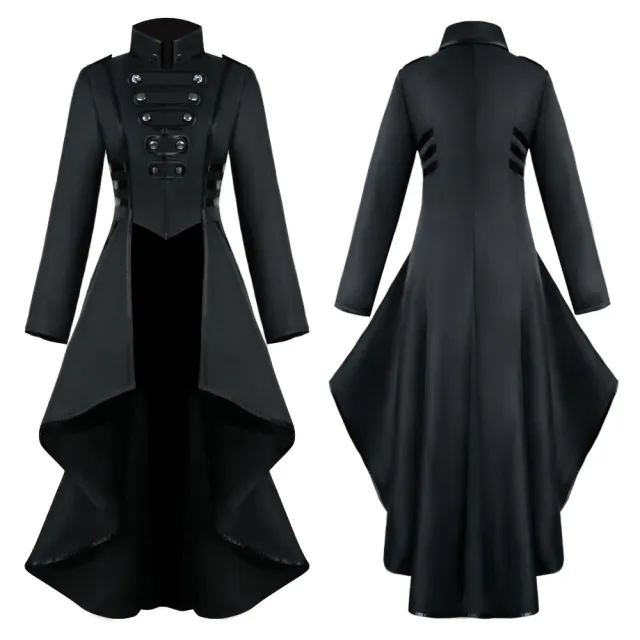 Women's Lapel Irregular Hem Retro Long Shirt Black - Shop at LoveMi