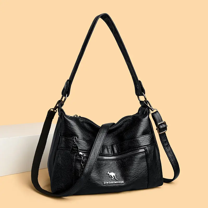 Fashion Niche Genuine Leather Double-sided Kangaroo Shoulder Crossbody Bag