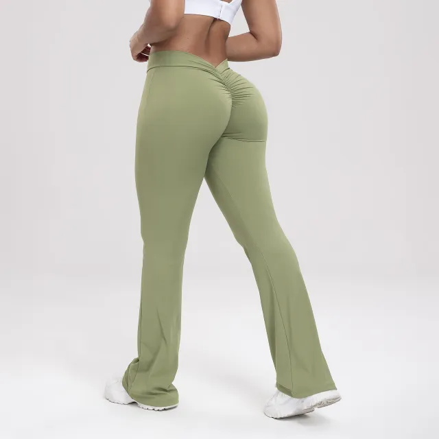 High Waist Hip Lift Sports Trousers Training Army Green - Shop at LoveMi