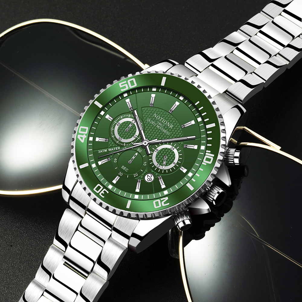 Title 27, Reloj de lujo dorado verde para hombre resisten...