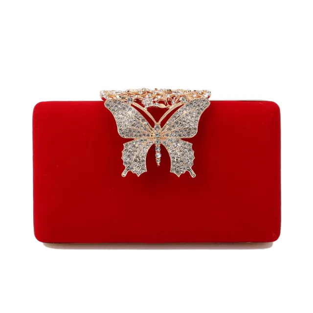 Women's Velvet Banquet Bag Evening Wear Dress Clutch Red - Shop at LoveMi
