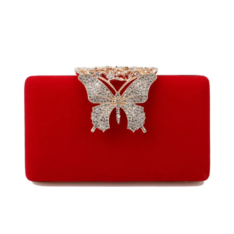 Women's Velvet Banquet Bag Evening Wear Dress Clutch - Red