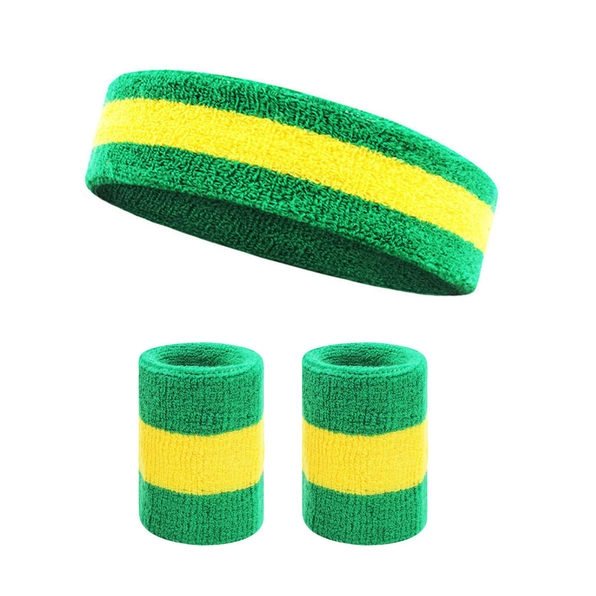 Sweat-Absorbing Headband And Wristband Set For Running And Fitness Exercises