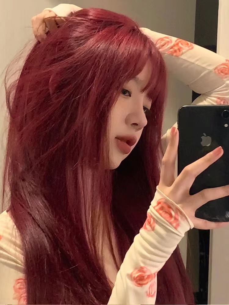 Straight bangs Raspberry Red