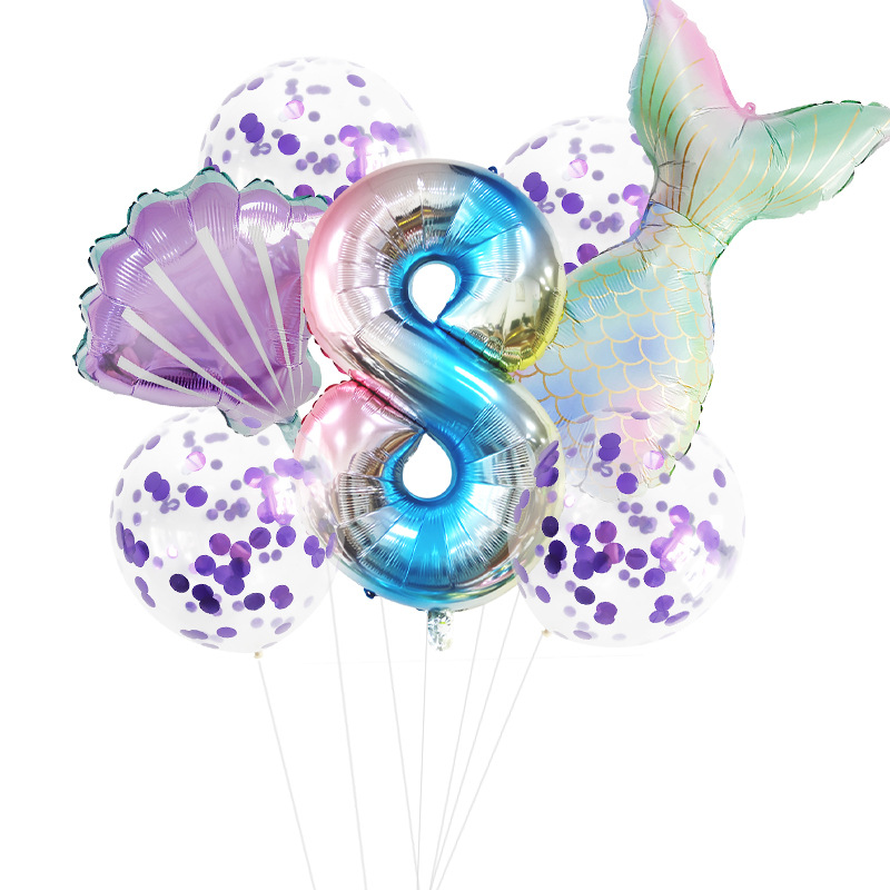 Fishtail Digital Balloon Party Birthday Decoration Mermaid Balloon Package 32-inch