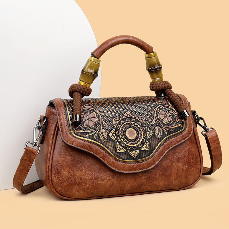 Handcrafted Leather-Embossed Retro Crossbody Bag