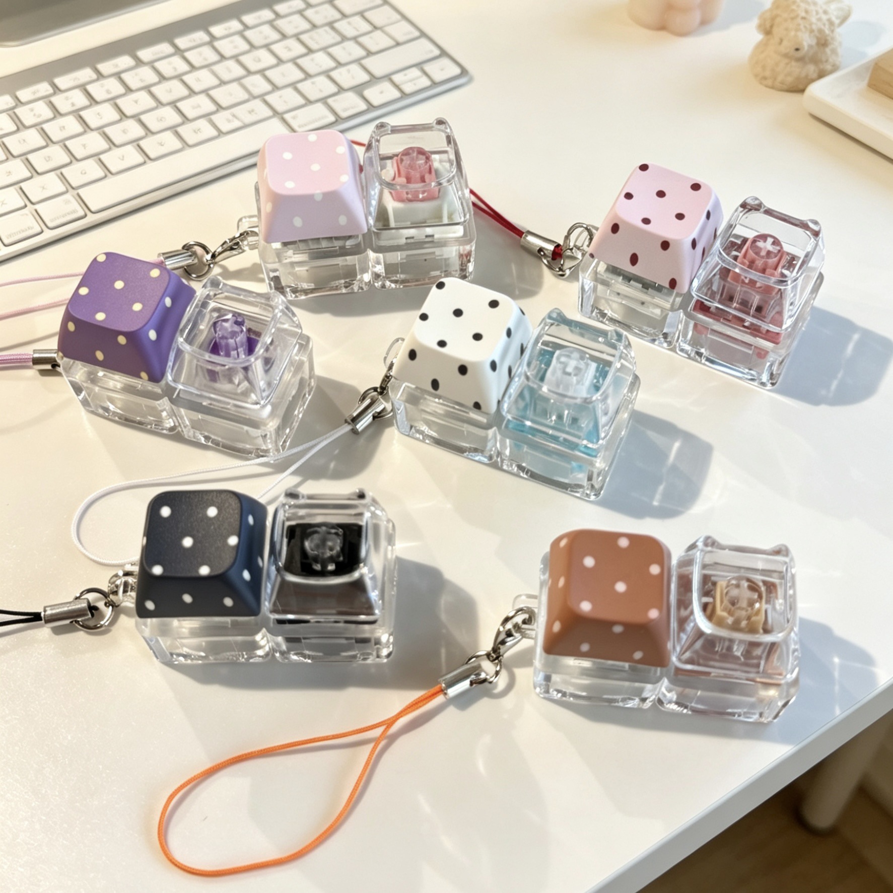 Colorful Star And Polka-Dot Tetris Decompression Keychain