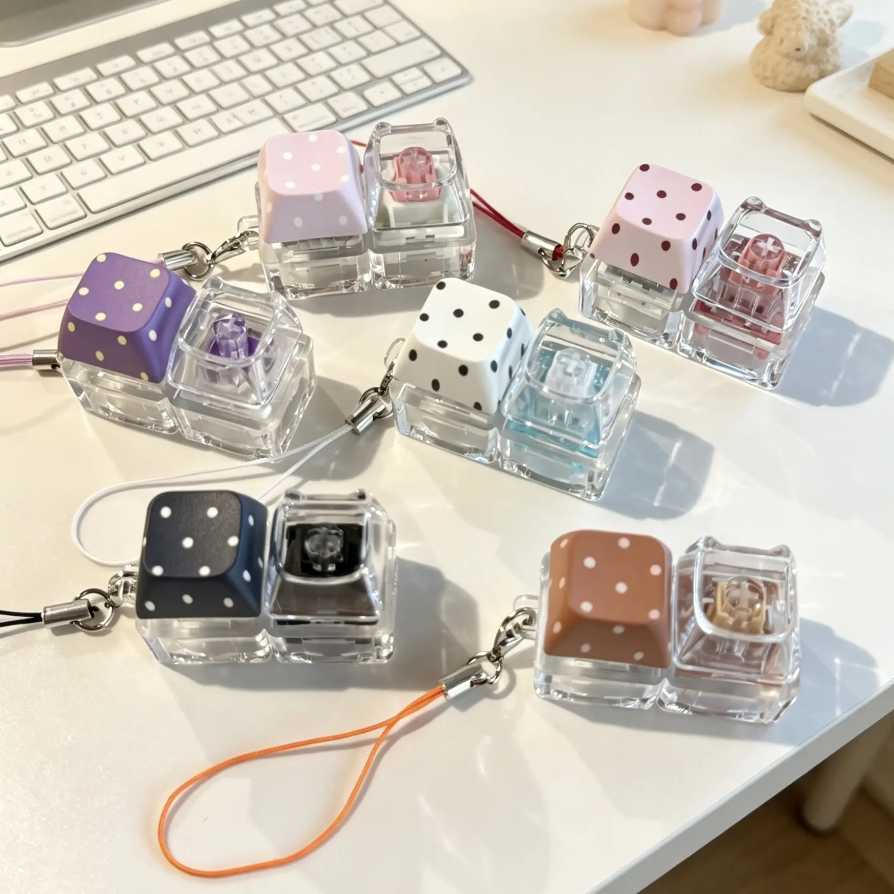Colorful Star And Polka-Dot Tetris Decompression Keychain