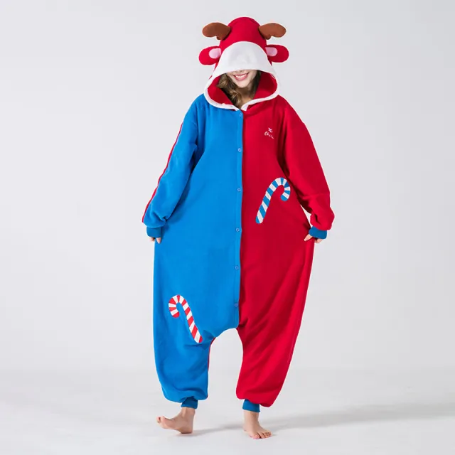 Polar Fleece Christmas Animal One piece Pajamas Cute Blue - Shop at LoveMi