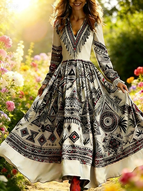 3D Oil Painting Floral Print Dress 8