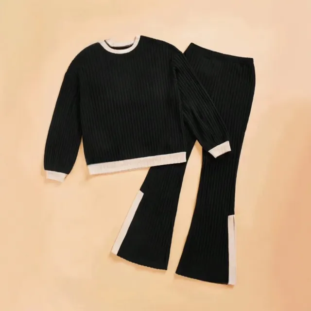 Autumn And Winter Casual Loose Homewear High waist Elegant Slit Set Black - Shop at LoveMi