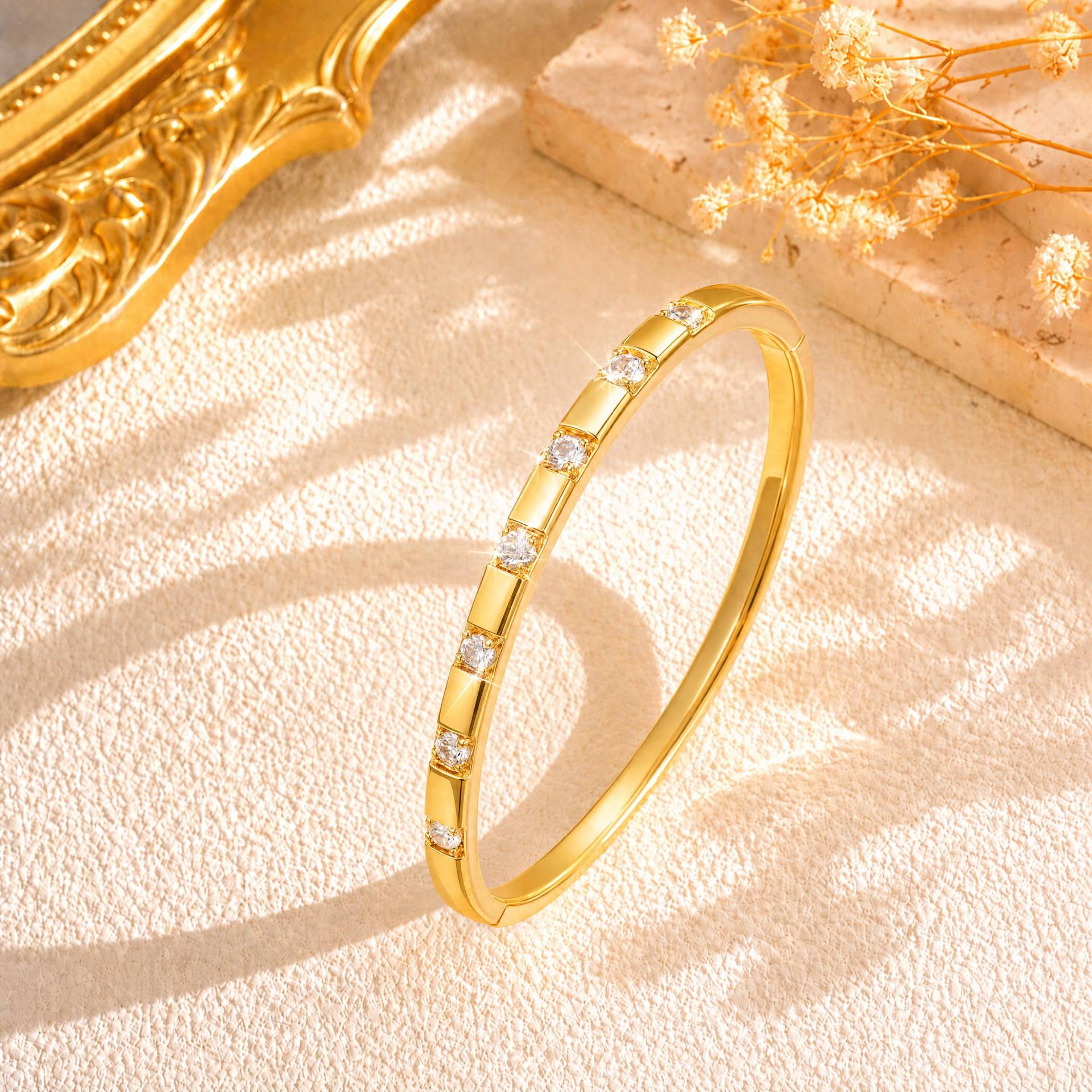 Gold-Plated Bracelet with Diamond Accents, picture 3 of 4