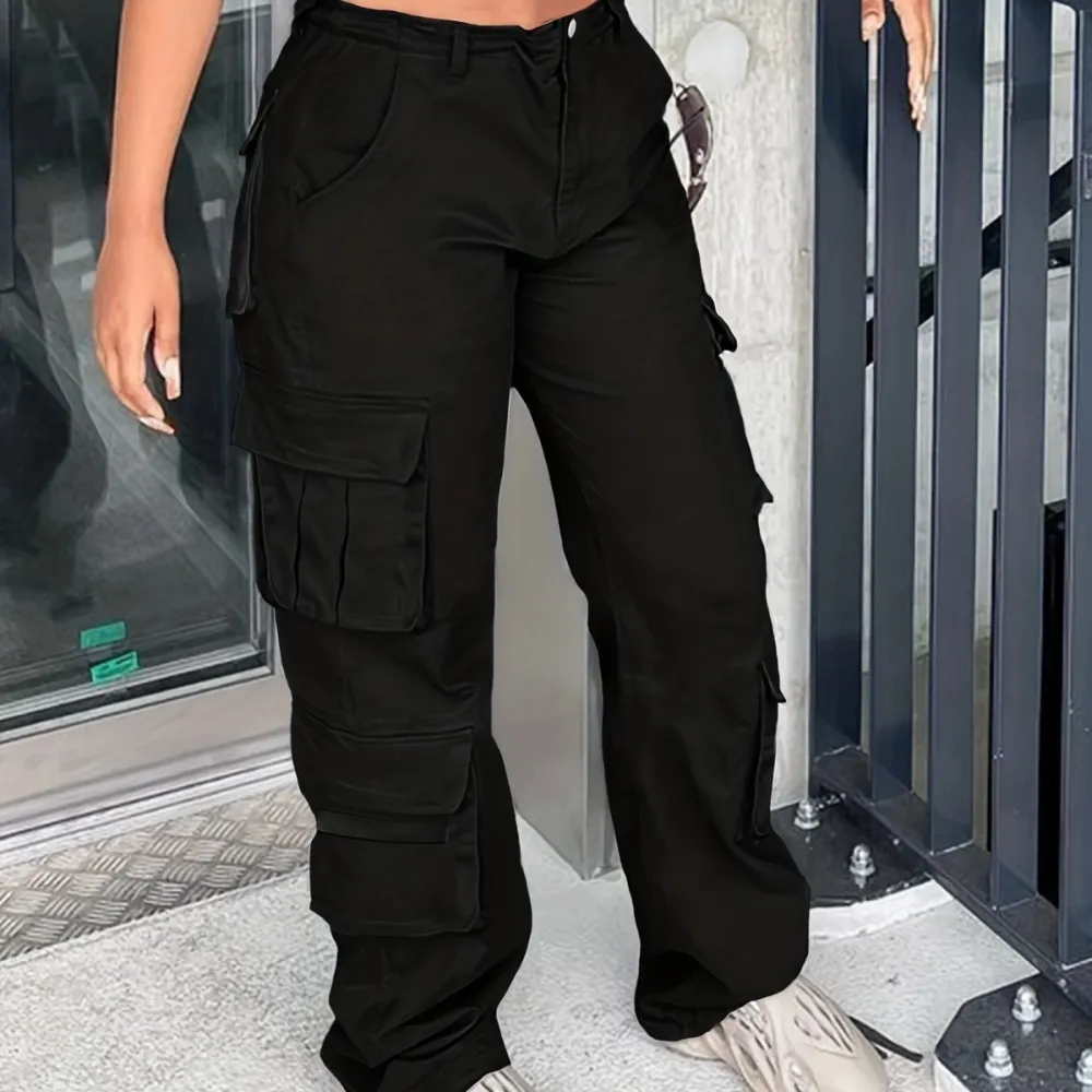 Street Multi-pocket Cargo Pants Mop Pants Solid Color Loose
