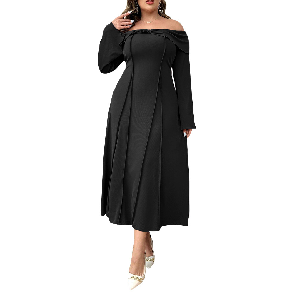 Elegant Intellectual Word Collar Adult Lady Like Woman Elegant Dress - Image 4