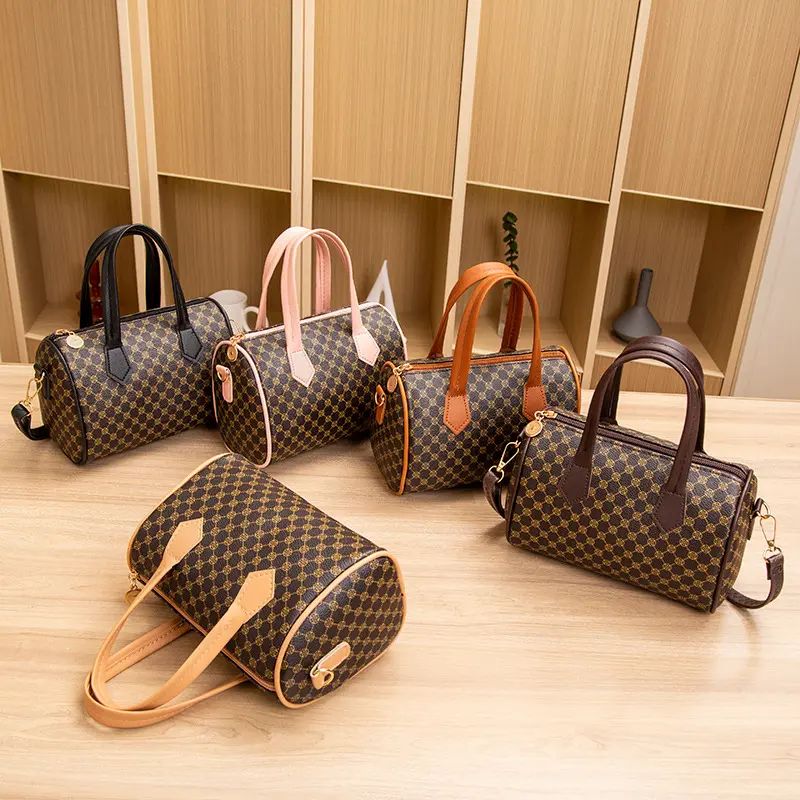 Womens Retro Color-Block Printed Handbag