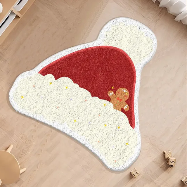 Cashmere like Christmas Round Carpet Shaped Christmas Hat Gingerbread Man - Shop at LoveMi