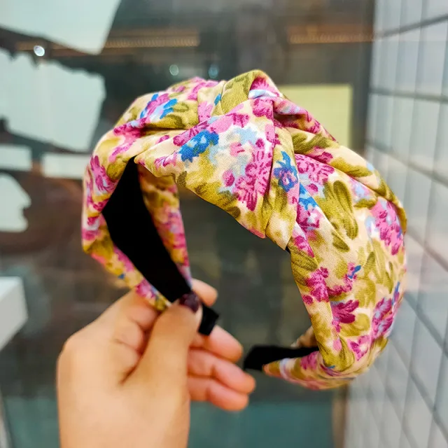 Printed Headband Simple Wide Fabric Rose Red Printing - Shop at LoveMi