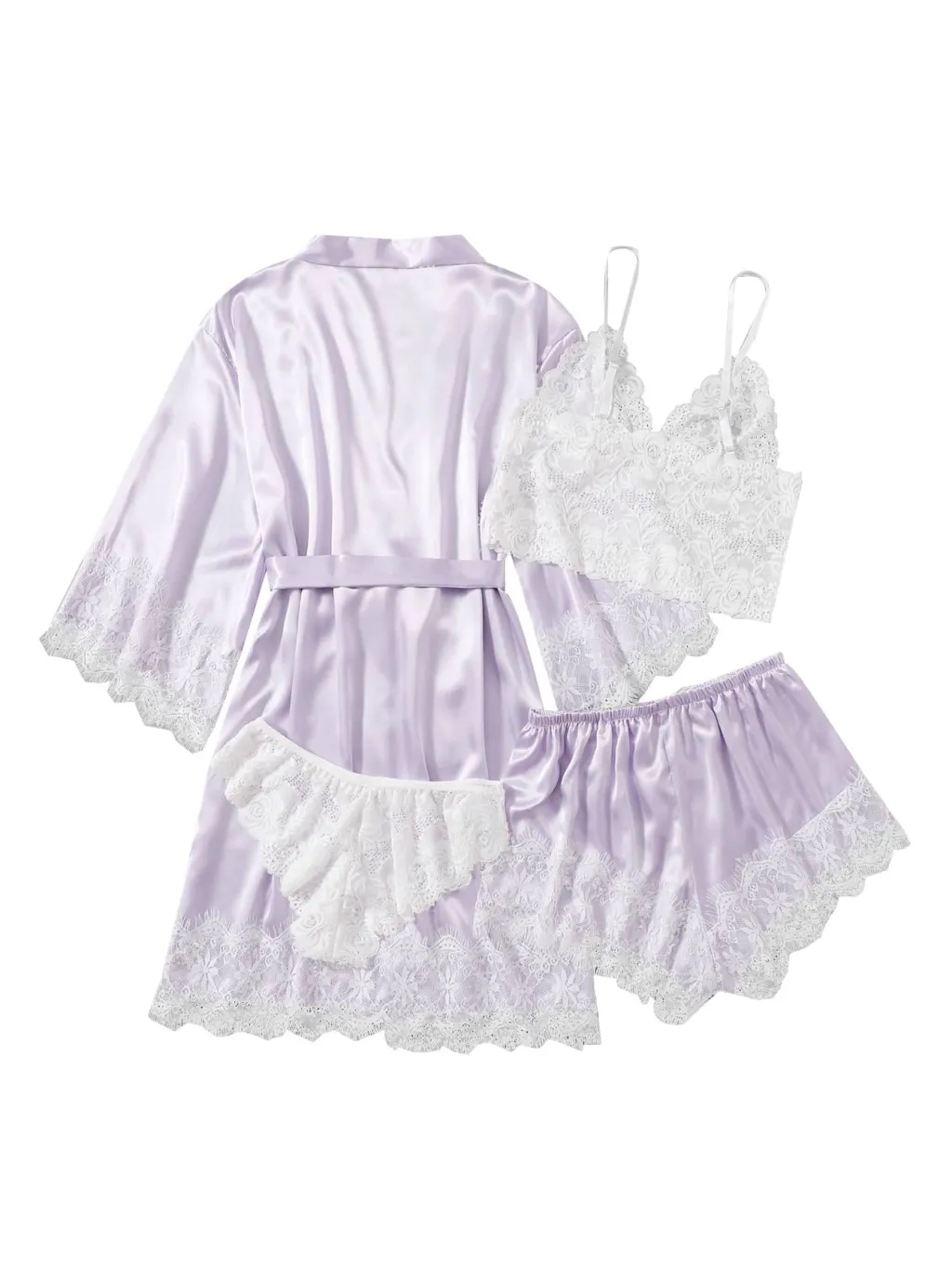 Artificial Silk Plus Size European And American Nightgown - Lavender