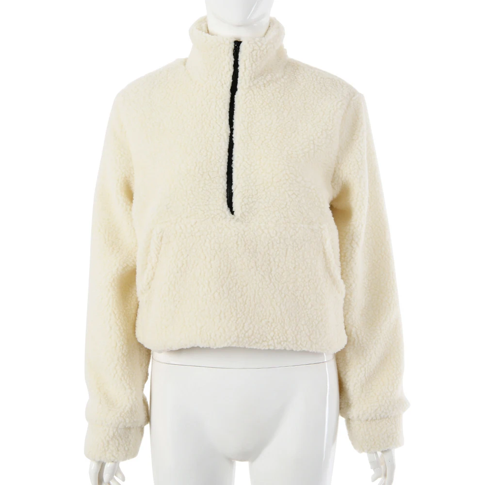 Title 4, Thickened Long-sleeved Zipper Lamb Wool Sweater