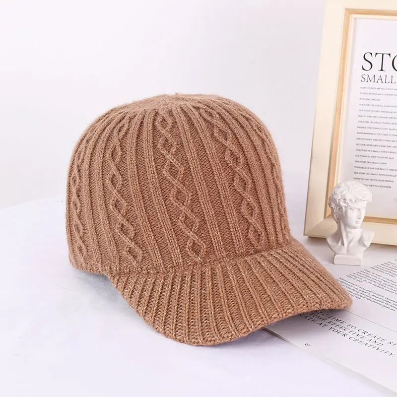 Knitting Wool Baseball Cap Korean Warm Solid