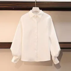 Slim-fit Slimming Dress Fashion Shirt Two-piece Set - White Shirt - View 1