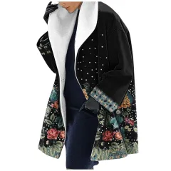 Mid-length Fall And Winter Lapels Loose Casual Hooded Coat - Black - View 1