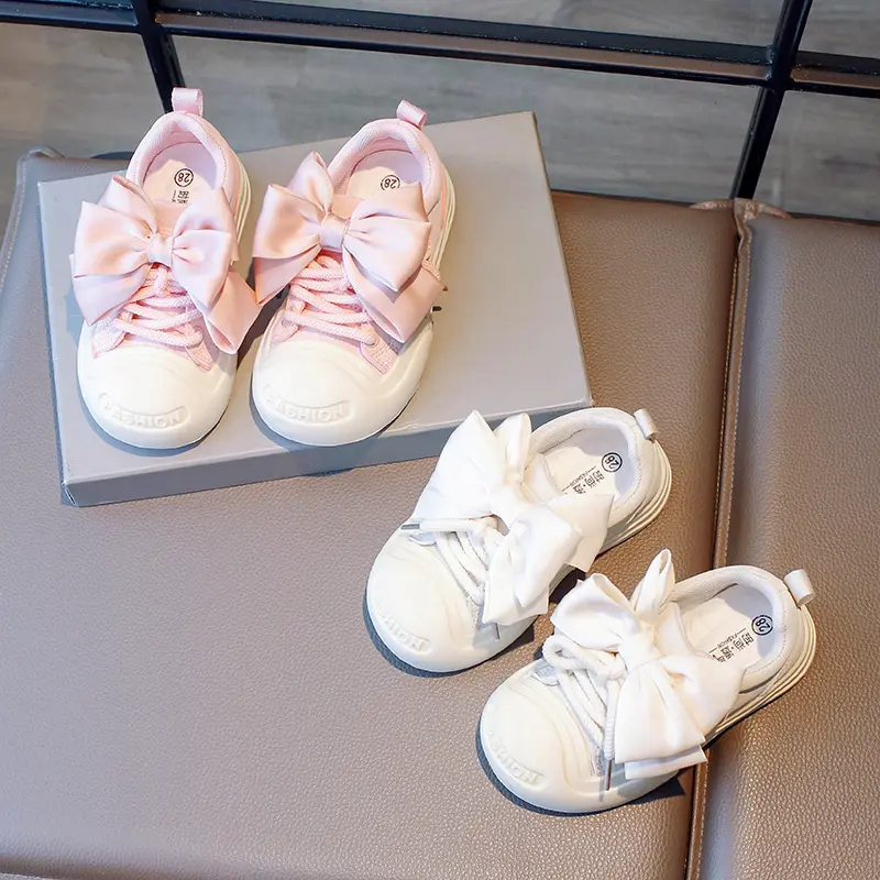 Autumn New Little Girl Non-slip Sneakers Bow