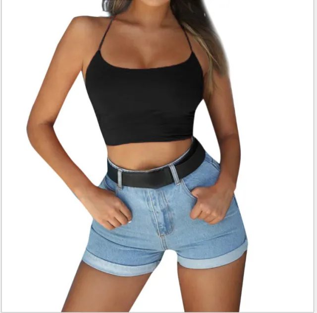 Solid Color Backless T shirt Short Sleeve Clothes For Women Black - Shop at LoveMi