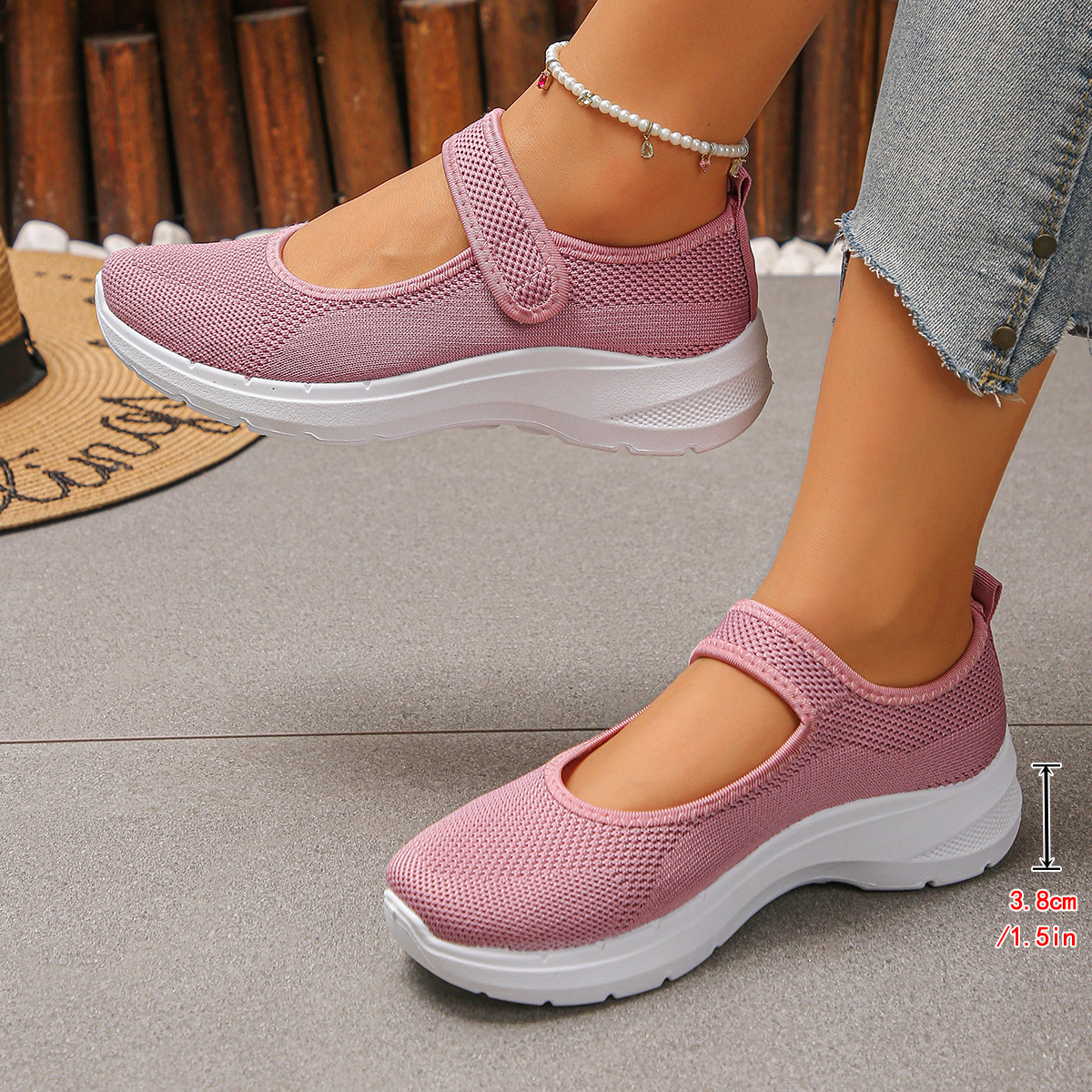 Womens Flyknit Wedge-Heel Versatile Thick-Soled Loafers