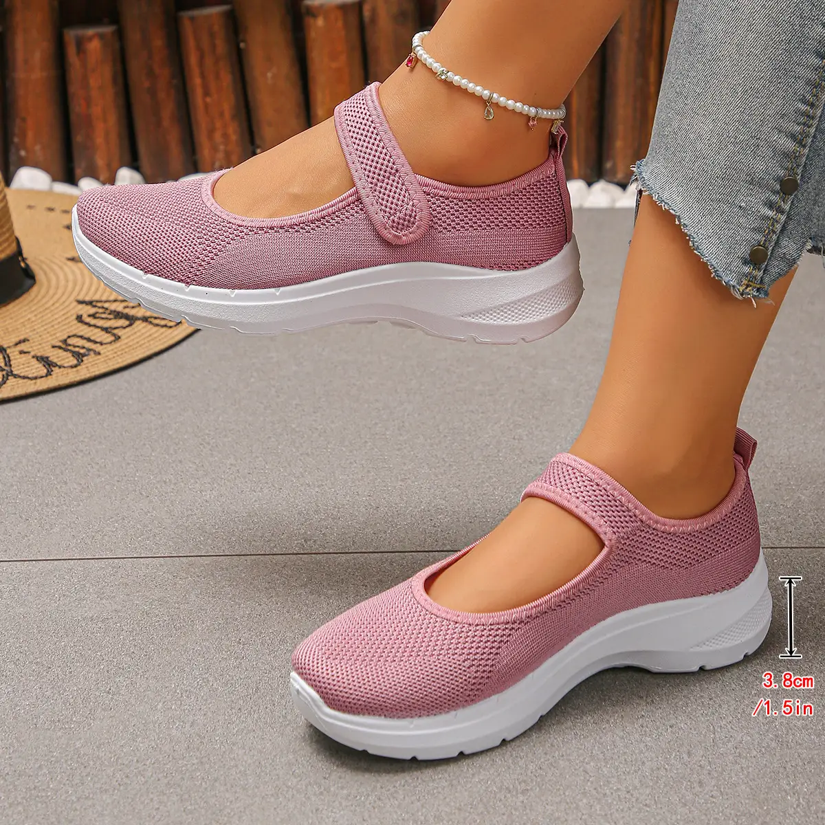 Womens Flyknit Wedge-Heel Versatile Thick-Soled Loafers