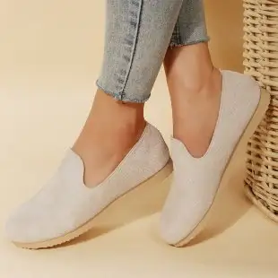 Spring Autumn New Style Slip-on Shoes Flat Solid Color Round Toe For Women