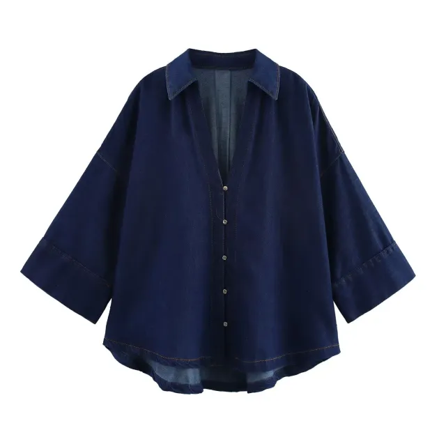 Women's Summer New Denim Shirt High Waist Jeans Top - Shop at LoveMi