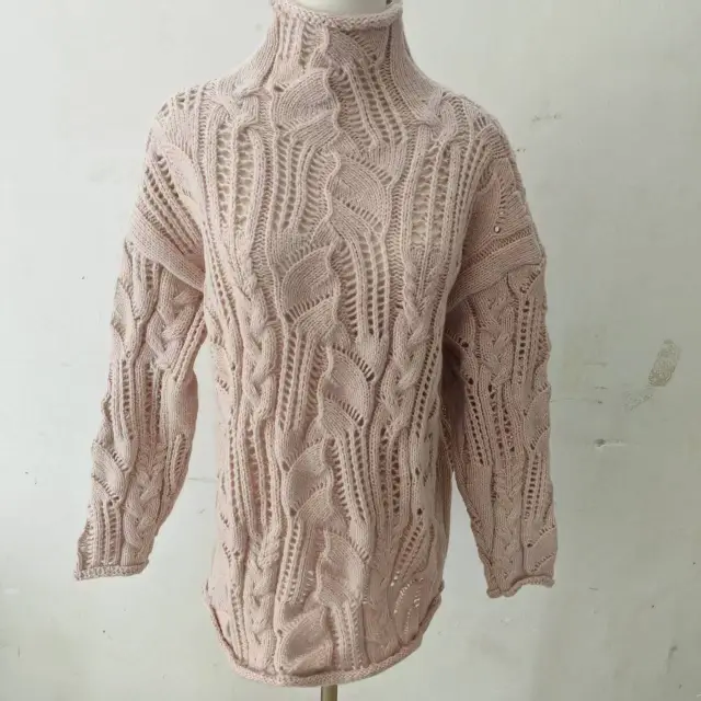 Star Same Style Solid Color Half Hollow Out Sweater Apricot - Shop at LoveMi