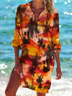 Bikini Coat Shirt Swimsuit Cardigan Women's Clothes Print Holiday Beach Shirt - Style7-2Xl - View 1