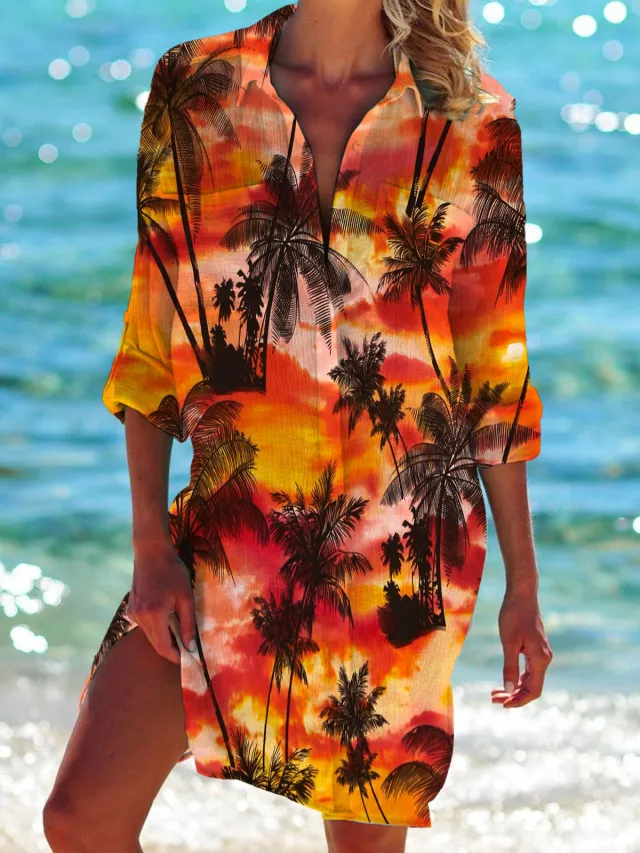 Bikini Coat Shirt Swimsuit Cardigan Women's Clothes Print Holiday Beach Shirt Style7 Xl - Shop at LoveMi