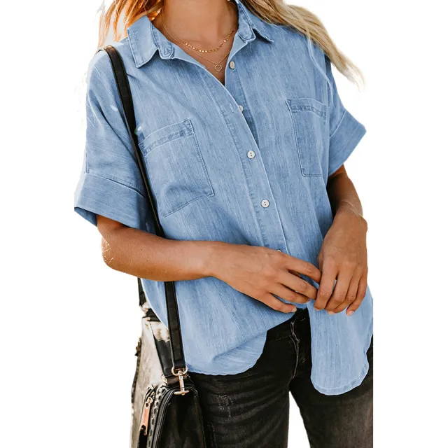 Casual All matching Lapel Solid Color Simple Shirt Lc255917204 - Shop at LoveMi