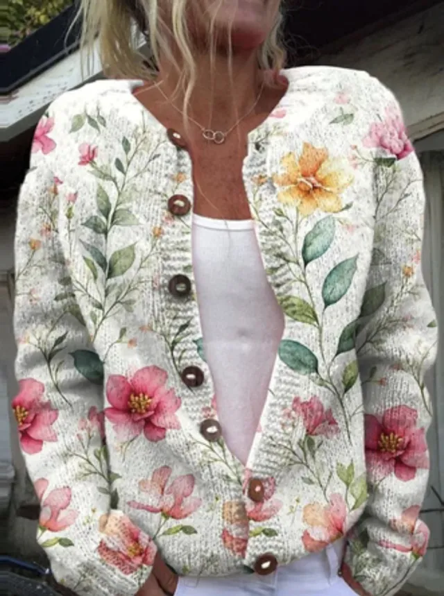 3D Digital Printing Cardigan Knitted Coat Women's Clothing Hzl20243028 Xl - Shop at LoveMi