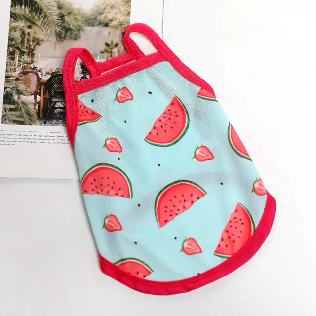 Summer Thin Vest Dog Clothes Summer Small Dog Teddy Cat Anti lint Puppy Bichon Pet Pomeranian Watermelon 3D - Shop at LoveMi